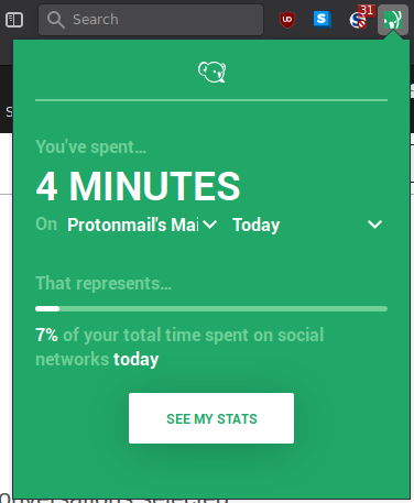 Qowala, l'extension qui vous aidera à passer moins de temps sur les réseaux sociaux | Exemple de pop-up lorsque vous visitez un site traqué