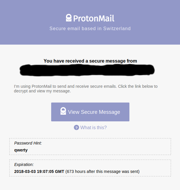 Une semaine après le basculement sur ProtonMail, voici ce qu'il faut retenir | Exemple de notification qu'un destinataire "régulier" reçoit lorsqu'on lui envoie un mail chiffré