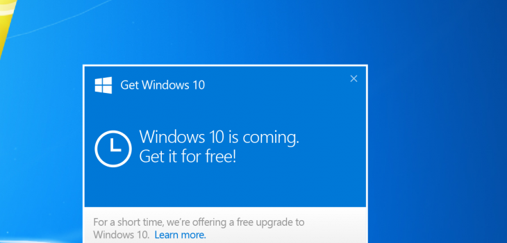Supprimer la notification pour télécharger Windows 10